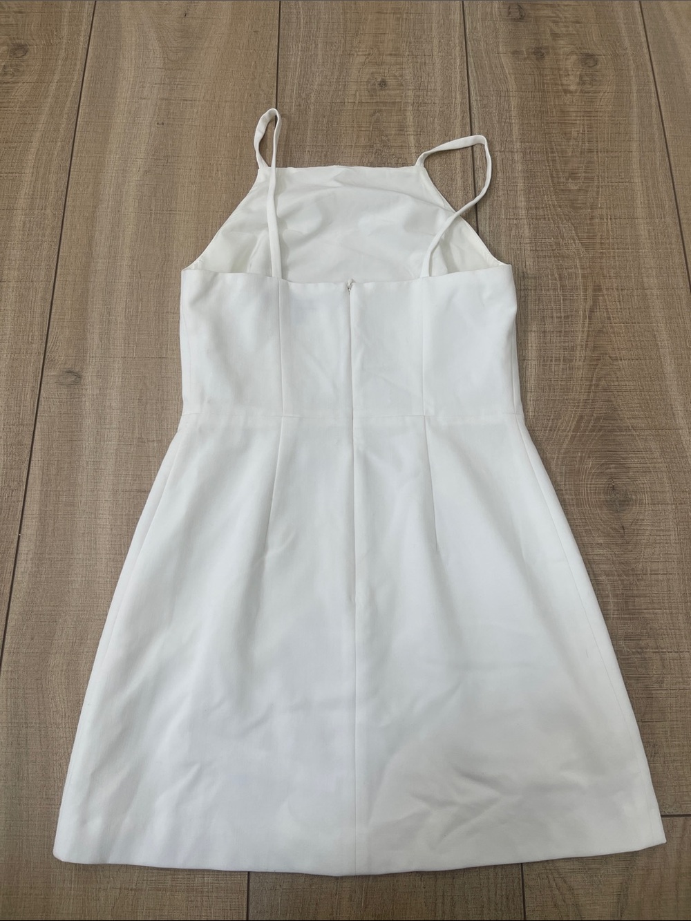 French Connection White Mini Dress with Spaghetti Straps High Neck Size Medium